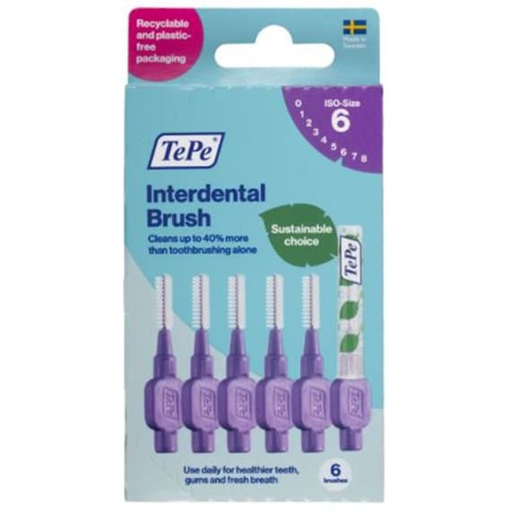 Tepe Interdental Brush Purple 1.1mm Size 6 6 Pack