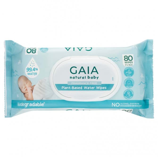 Buy GAIA Natural Baby Plant-Based Water Wipes 80 Pack Online