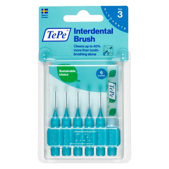 Tepe Interdental Brush Blue 0.6mm Size 3 6 Pack