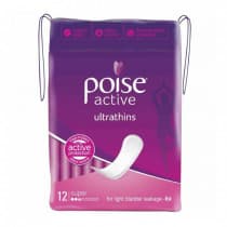 Poise Active Microliners Extra Light 10 Pack [Bulk Buy 20 Units]